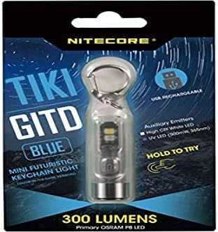 Šviesos šaltinis - Nitecore TIKI GITD 300 Liumenų Įkraunama Žibintuvėlis Mėlynas