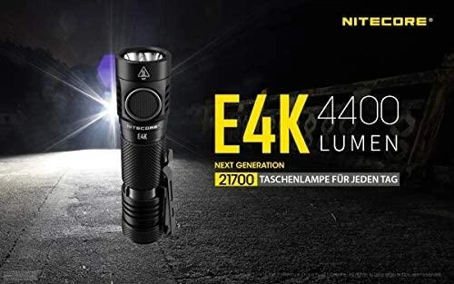 Nešiojamas žibintas - Nitecore E4K 4400 liumenų 200m spindulys USB-C įkraunamas
