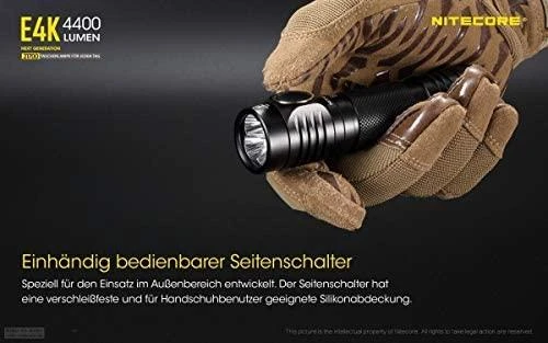 Nešiojamas žibintas - Nitecore E4K 4400 liumenų 200m spindulys USB-C įkraunamas