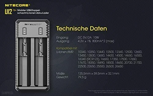 Nitecore UI2 Portable Dual-slot USB Baterijų įkroviklis