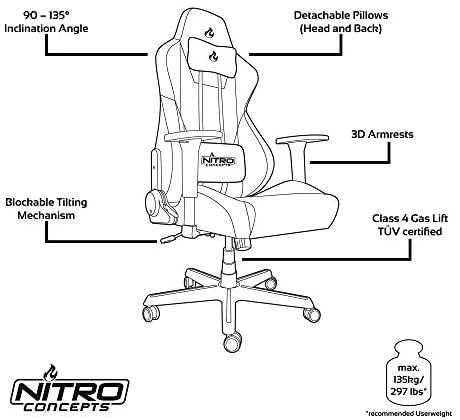 Žaidimų kėdė Nitro Concepts S300 Gaming Chair, Stealth juoda