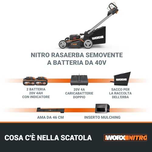 Akumuliatorinė savaeigė vejapjovė Worx WG749E; 2x20 V; 2x4,0 Ah akum.