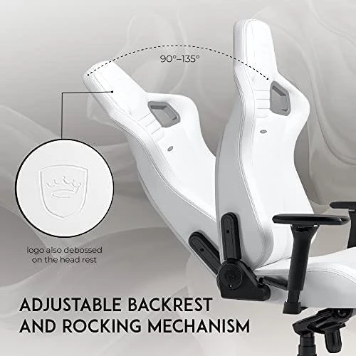 Žaidimų kėdė Noblechairs EPIC High-tech faux leather Gaming Chair, Baltas Edition