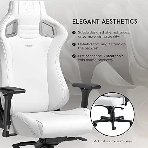 Žaidimų kėdė Noblechairs EPIC High-tech faux leather Gaming Chair, Baltas Edition