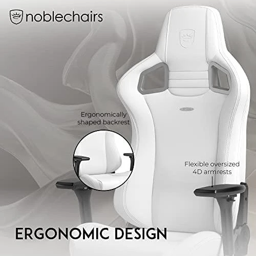 Žaidimų kėdė Noblechairs EPIC High-tech faux leather Gaming Chair, Baltas Edition