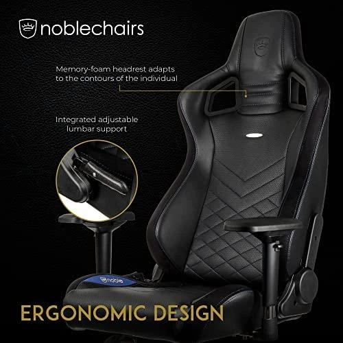 Žaidimų kėdė Noblechairs EPIC PU-Leather Gaming Chair, Juoda-mėlyna