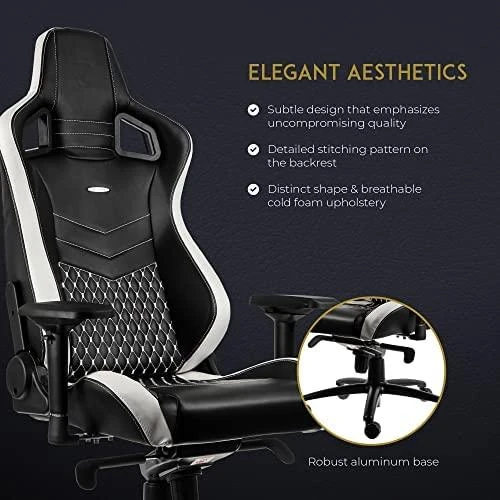 Žaidimų kėdė Noblechairs EPIC Real Leather Gaming Chair, Juoda-balta-raudona