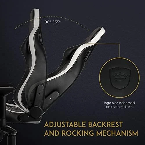 Žaidimų kėdė Noblechairs EPIC Real Leather Gaming Chair, Juoda-balta-raudona