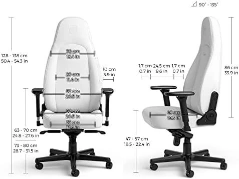 Žaidimų kėdė Noblechairs ICON Aukštųjų technologijų dirbtinės odos žaidimų kėdė, Baltas Edition