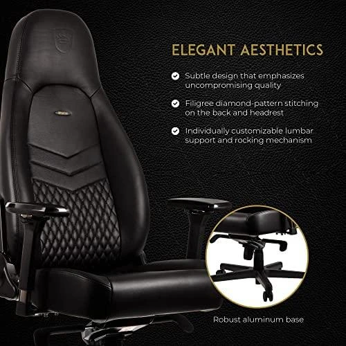 Žaidimų kėdė Noblechairs ICON Real Leather Gaming Chair, Juoda