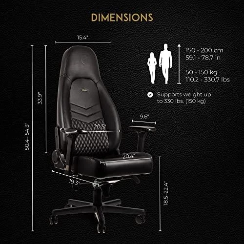 Žaidimų kėdė Noblechairs ICON Real Leather Gaming Chair, Juoda