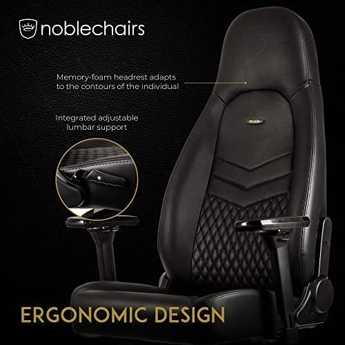 Žaidimų kėdė Noblechairs ICON Real Leather Gaming Chair, Juoda