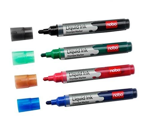 Baltos lentos žymekliai NOBO Liquid Ink, 6 vnt., įv. spalvų