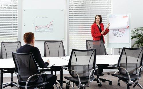 Mobilusis stiklinis konferencijų stovas NOBO Brilliant Baltas