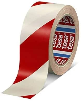 Įspėjamoji lipni juosta Tesa, 33 m 50 mm, balta/raudona