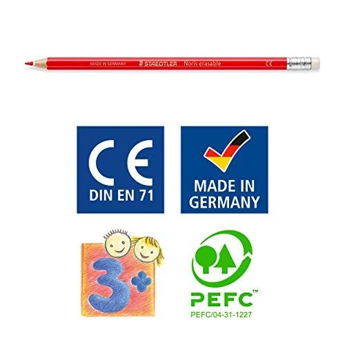 „Staedtler“ „Noris“ ištrinami spalvoti pieštukai su trintuku – 24 vnt. (144 50NC24)
