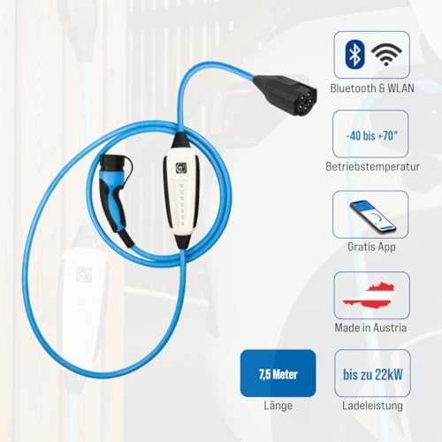 Wallbox Įkroviklis NRGkick 32A Pure Standard WLAN + Bleutooth 22kW 7,5m (12701000)