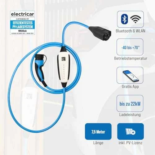 Įkroviklis NRGkick 32A Pure for PV-User WLAN + Bleutooth 22kW 7,5m (12701000-30001002)