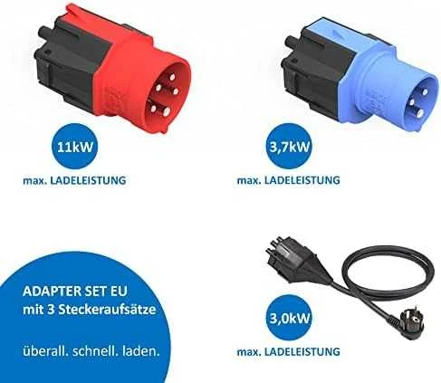 NRGkick adapterių rinkinys su trimis skirtingais kištukais