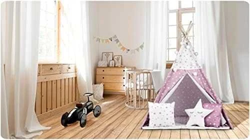 Palapinė vaikams Nukido Teepee, su šviesomis, rožinė su žvaigždėmis