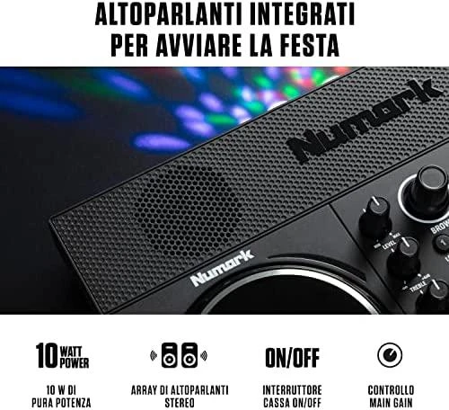 Numark Party Mix Live DJ kontroleris su integruotu LED apšvietimu ir garsiakalbiais