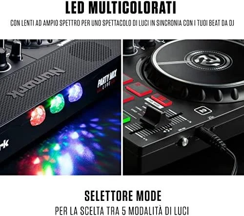 Numark Party Mix Live DJ kontroleris su integruotu LED apšvietimu ir garsiakalbiais
