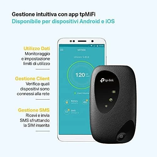 Modemas TP-LINK | 4G LTE mobilusis „Wi-Fi“ | M7000 | 150+50 Mbit/s | Tinklelio atramos Nr. | MU-MiMO Nr. | 3G/4G duomenų bendrinimas | Antenos tipas Vidinis | 1x micro USB