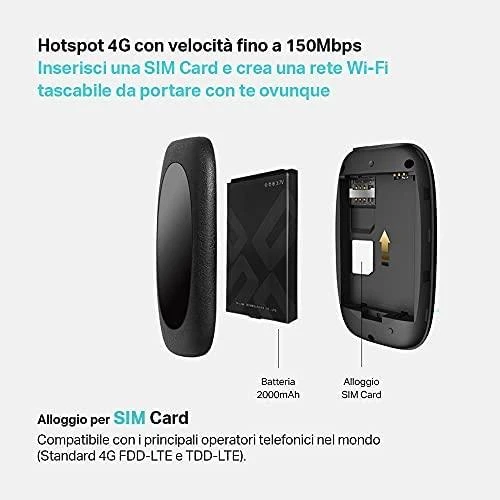 Modemas TP-LINK | 4G LTE mobilusis „Wi-Fi“ | M7000 | 150+50 Mbit/s | Tinklelio atramos Nr. | MU-MiMO Nr. | 3G/4G duomenų bendrinimas | Antenos tipas Vidinis | 1x micro USB