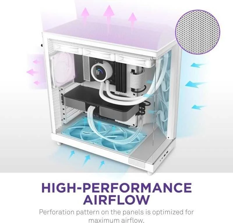 NZXT H6 Flow midi bokšto baltas kompiuterio korpusas