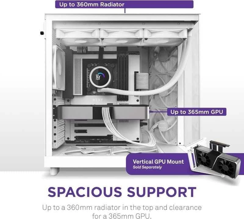 NZXT H6 Flow midi bokšto baltas kompiuterio korpusas