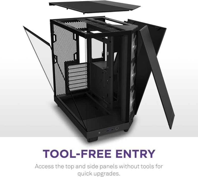 Kompiuterio korpusas NZXT H6 FLOW RGB MIDI BOKŠTAS SU LANGU, Juodas