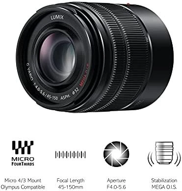 Objektyvas Panasonic LUMIX G Vario 45-150mm f/4-5.6 Asph. Mega O.I.S. (H-FS45150-K) Juodas