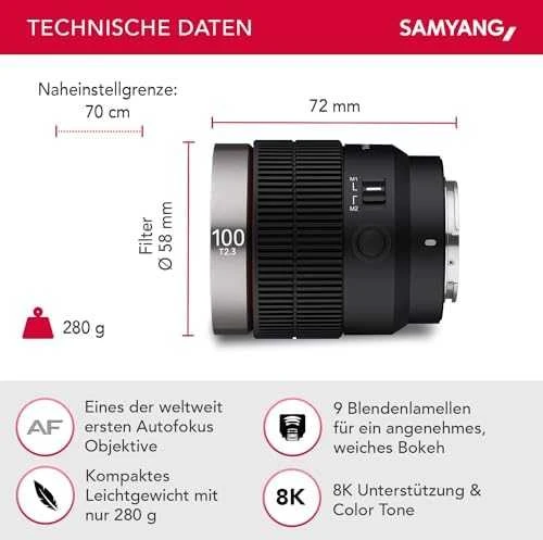 Objektyvas Samyang V-AF 100mm T2.3 Sony FE