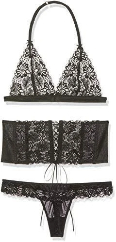 Komplet koronka stanik pas stringi obsessive lxl