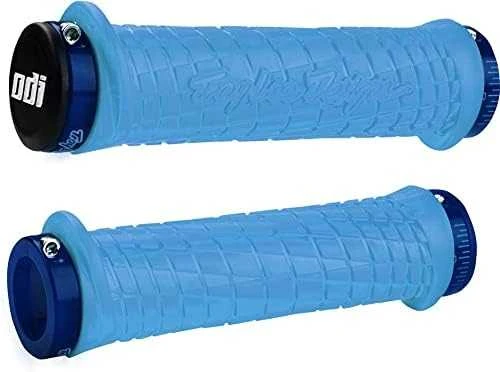 Vairo rankenėlės ODI Troy Lee Designs Signature MTB Lock-On Aqua w/ Mėlyna Clamps