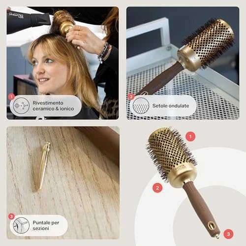 Plaukų šepetys džiovinimui Olivia Garden Expert Blowout Shine Gold&Brown 55 mm
