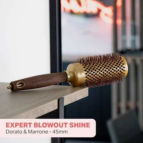Plaukų šepetys džiovinimui Olivia Garden Expert Blowout Shine Gold&Brown 45 mm