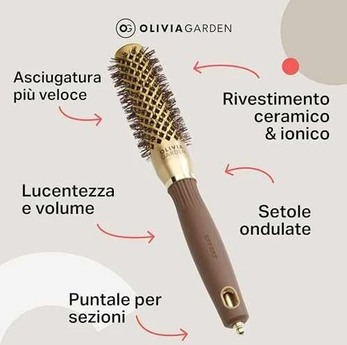 Plaukų šepetys džiovinimui Olivia Garden Expert Blowout Shine Gold&Brown 25 mm