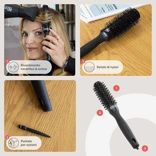 Olivia Garden Expert Blowout Shine Round Juodas 25 mm
