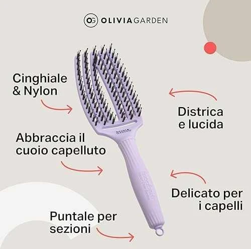Plaukų šepetys džiovinimui Olivia Garden Fingerbrush Lavender Medium