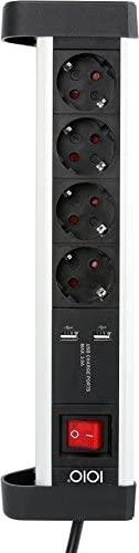 Olympia SL 2425 U maitinimo juostelė 4 lizdai 2x USB-A 1,5 m Sidabrinė-juoda (41224)