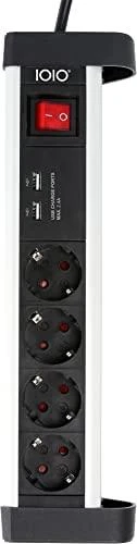 Olympia SL 2425 U maitinimo juostelė 4 lizdai 2x USB-A 1,5 m Sidabrinė-juoda (41224)