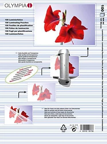 1x100 Olympia laminavimo maišeliai DIN A4 125 mikronai 9176