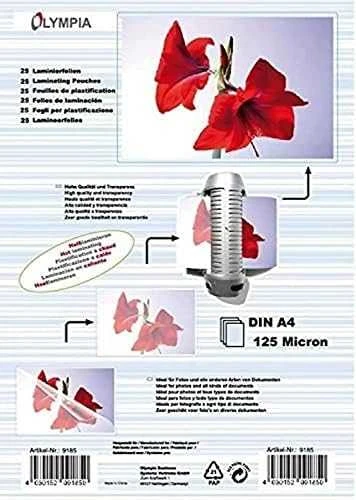 1x25 Olympia Laminavimo maišeliai DIN A4 125 mikronai