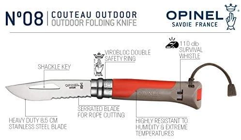 Opinel peilis Outdoor Nr.8 nerūdijančio plieno ašmenimis