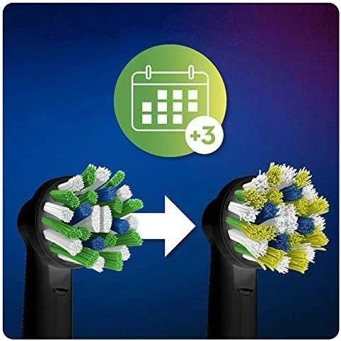 Oral-B CrossAction juodos spalvos leidimo šepetėlio galvutės su CleanMaximiser šereliais, skirtos holistiniam burnos valymui, 10 vnt.