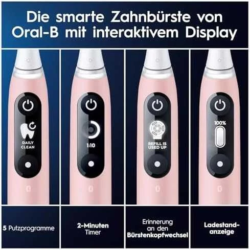 Oral-B Dantų šepetėlis + Travel Case | iO6 | Įkraunamas | Suaugusiems | Šepetėlių skaičius galvutės įeina 1 | Number of teeth brushing modes 5 | Rožinė