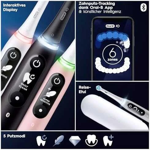 Oral-B Dantų šepetėlis + Travel Case | iO6 | Įkraunamas | Suaugusiems | Šepetėlių skaičius galvutės įeina 1 | Number of teeth brushing modes 5 | Rožinė