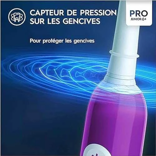 Oral-B Pro Junior violetinis dantų šepetėlis su spaudimo jutikliu
