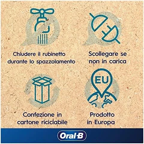 Oral-B šepetėlio naudojimo instrukcija piktogramose